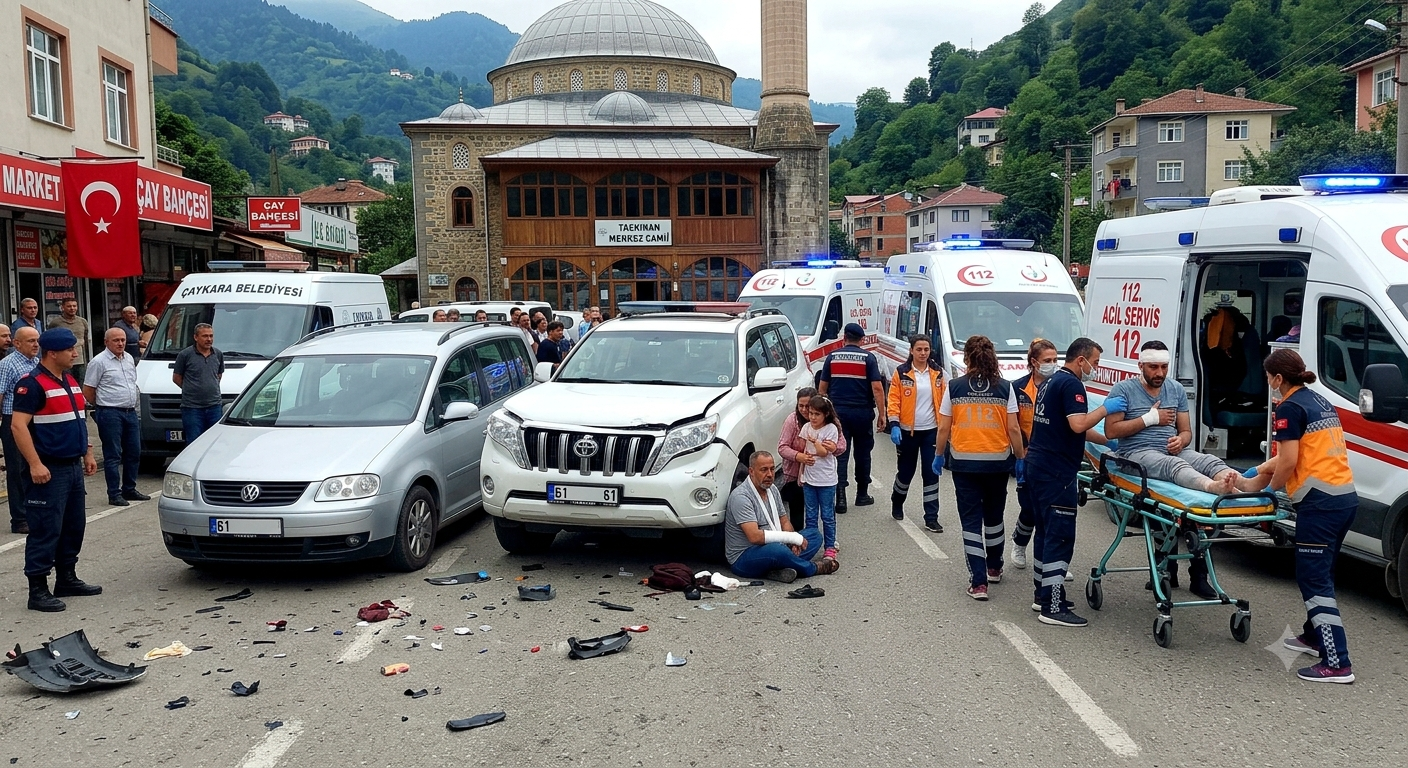 Çaykara Yolunda Kontrolden Çıkan Araç Kaza Yaptı: 7 Yaralı