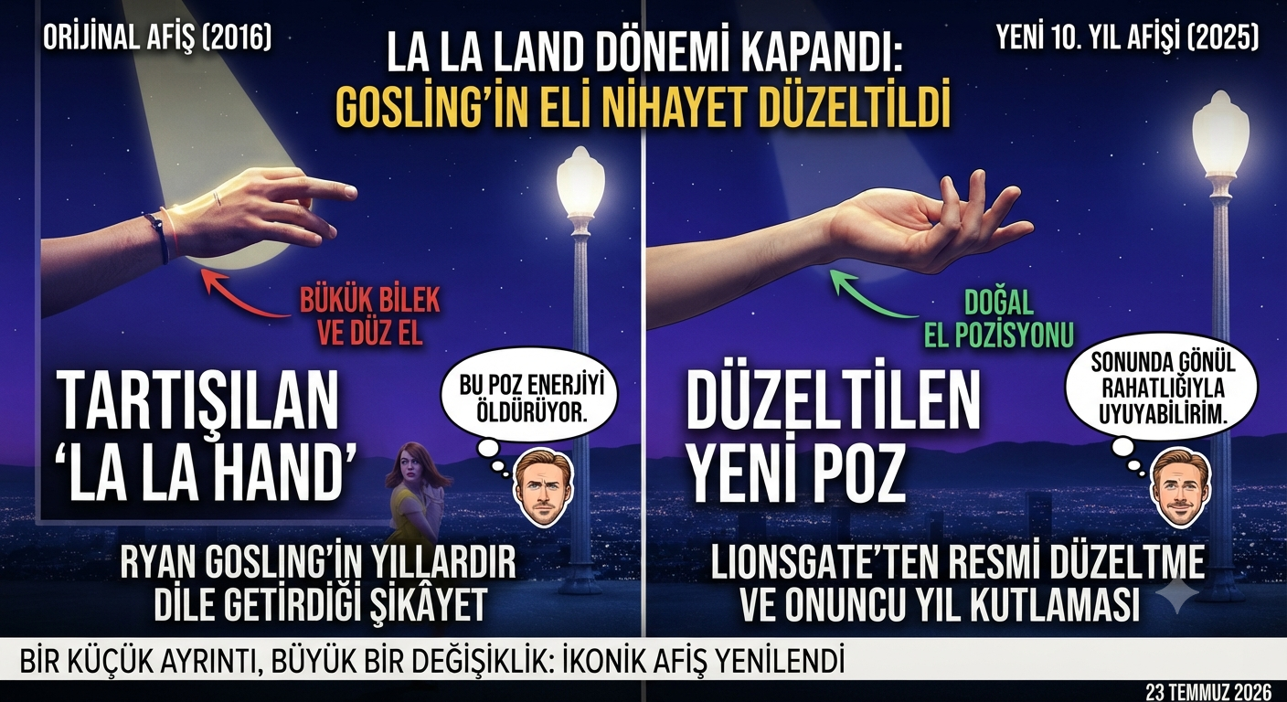 La La Land Dönemi Kapandı: Ryan Gosling'in 10. Yıl Afişindeki Eli Düzeltildi