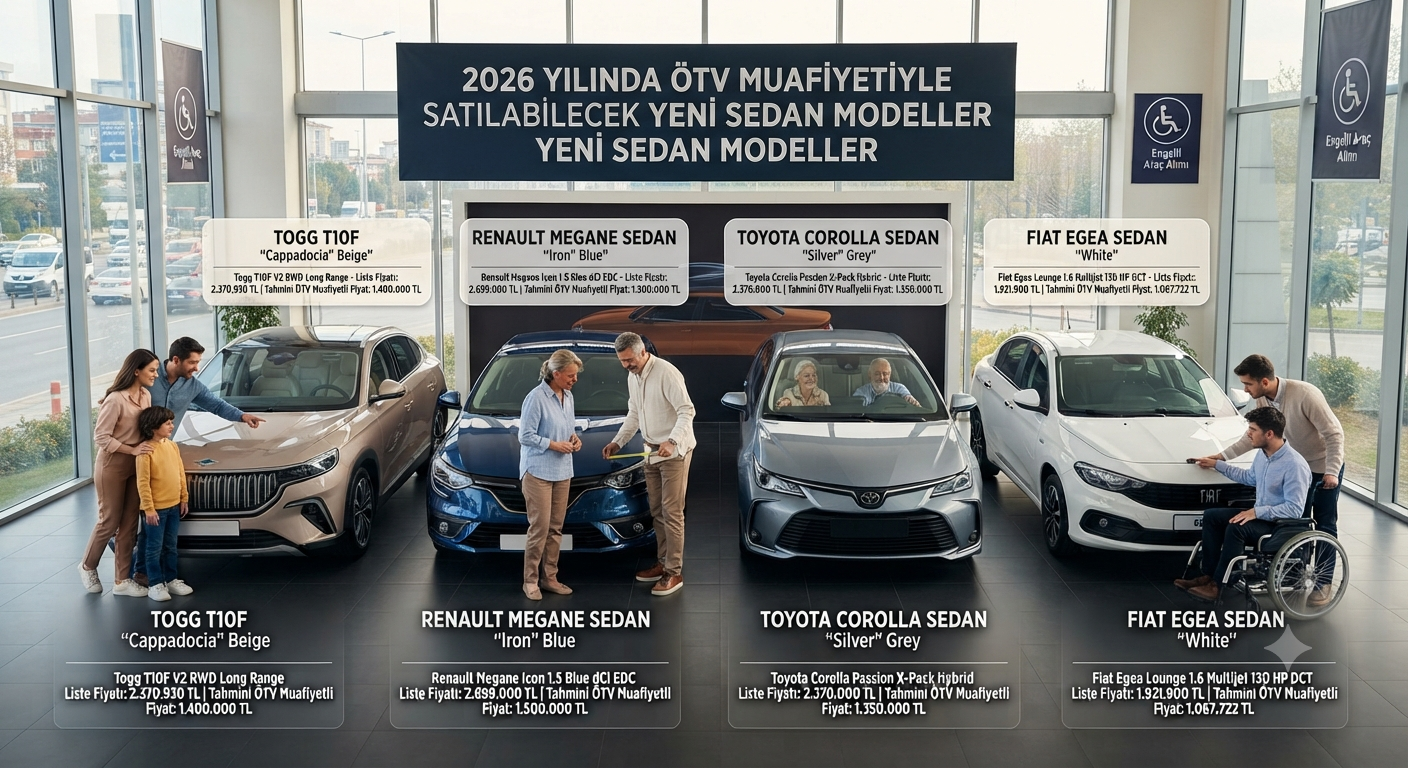 Engelli ve ÖTV Muafiyetli Satışa Uygun 2026 Sedan Otomobil Fiyatları Ne Kadar Oldu?