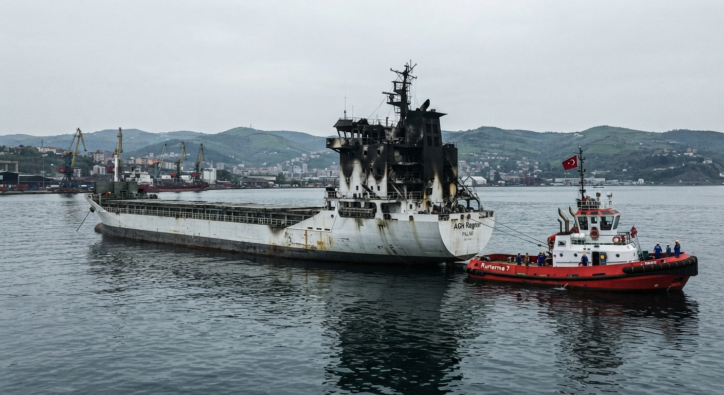 Palau Bayraklı Kuru Yük Gemisi Zonguldak Limanı'na Çekildi
