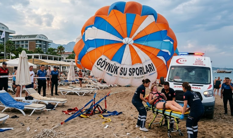 Antalya'da Kaza Yaparak Sahile Düşen Deniz Paraşütünde 2 Yaralı