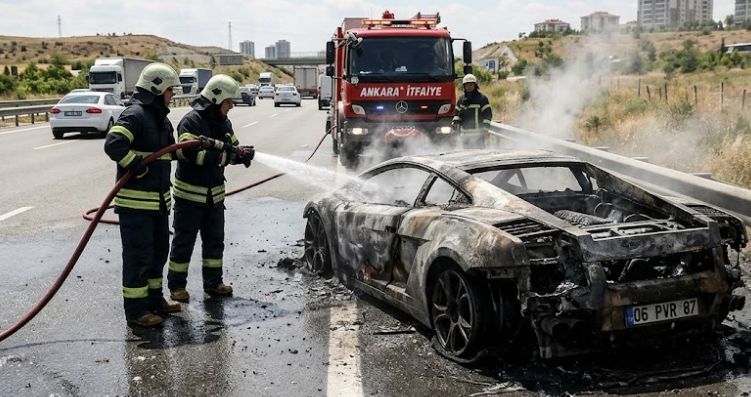 Seyir Halindeki Lüks Araçta Yangın Dehşeti