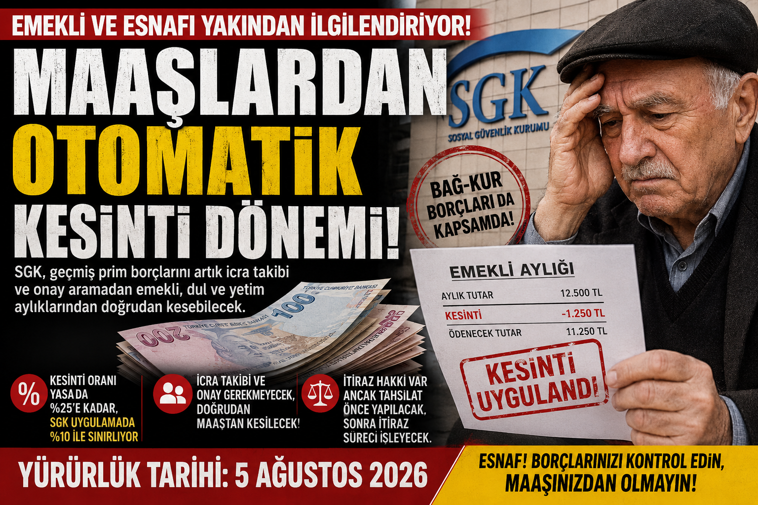 Emekli Olacak Esnafa Kritik Uyarı: SGK Artık Sormadan, İzin Almadan Maaşınızdan Kesiyor