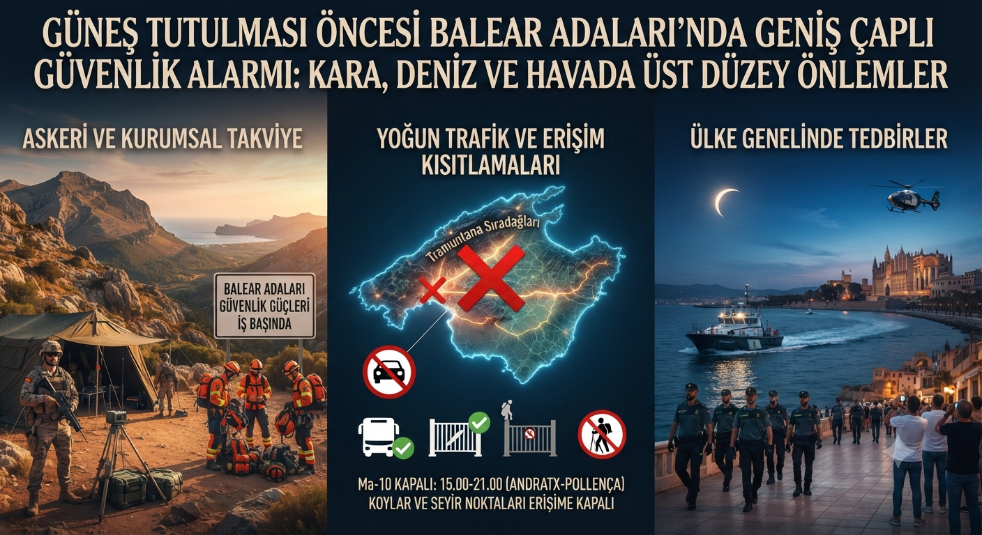 Güneş Tutulması Öncesi Alarm: Balear Adaları'nda Kara, Deniz ve Havada Üst Düzey Güvenlik Önlemleri