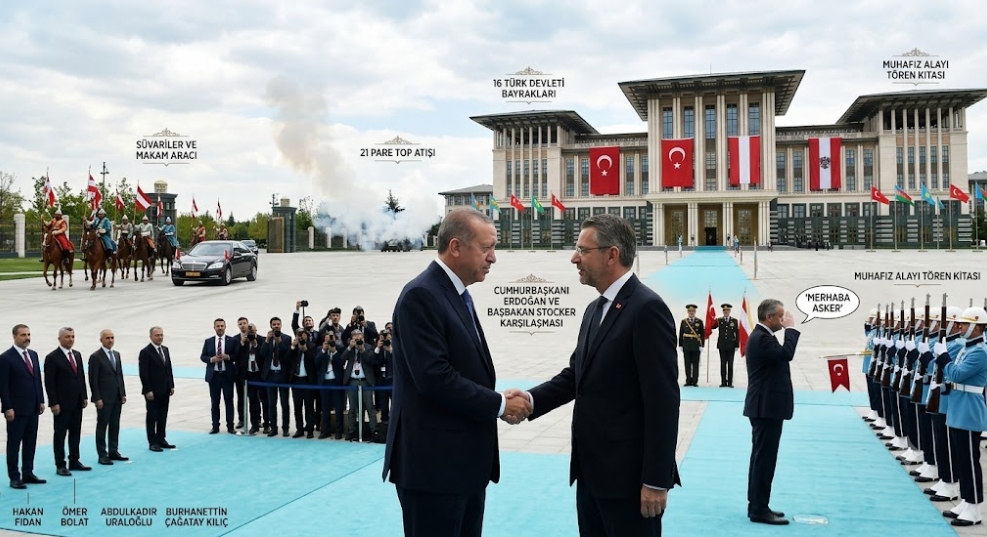 Cumhurbaşkanı Erdoğan, Avusturya Başbakanı Stocker'ı Resmi Törenle Karşıladı