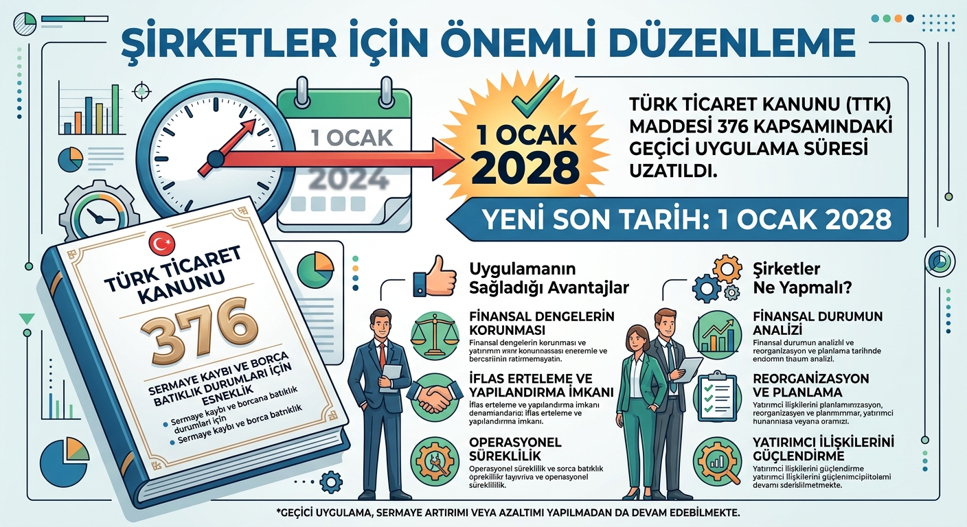 TTK 376 kapsamındaki sermaye kaybı kolaylığı 1 Ocak 2028'e uzatıldı